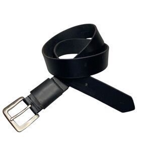 Genuine Leather Belt Black Size Large Women’s Chrome Buckle